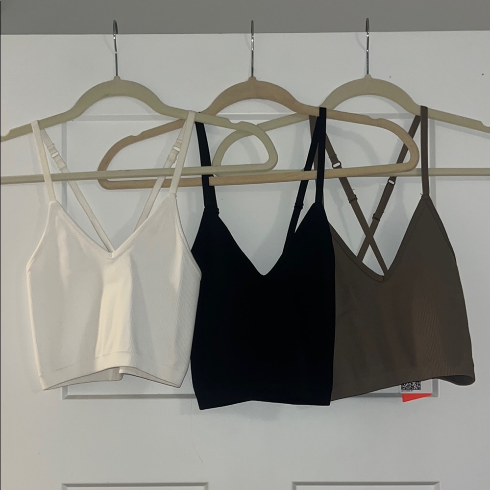 Neutral ribbed tank tops
